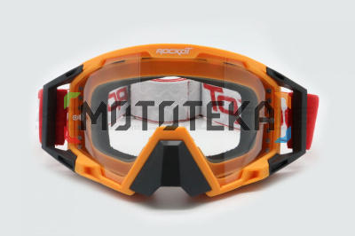 Мотоочки кроссовые ROCKOT (Рокот) RM - 375 (оранжевый - черный/прозрачная, Anti - Scratch/Anti - Fog)