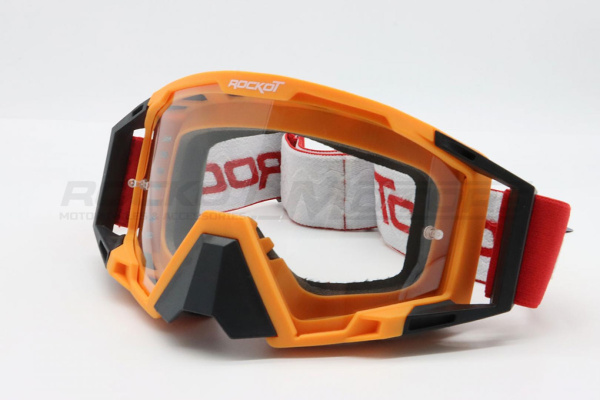 Мотоочки кроссовые ROCKOT (Рокот) RM - 375 (оранжевый - черный/прозрачная, Anti - Scratch/Anti - Fog) | Мототека